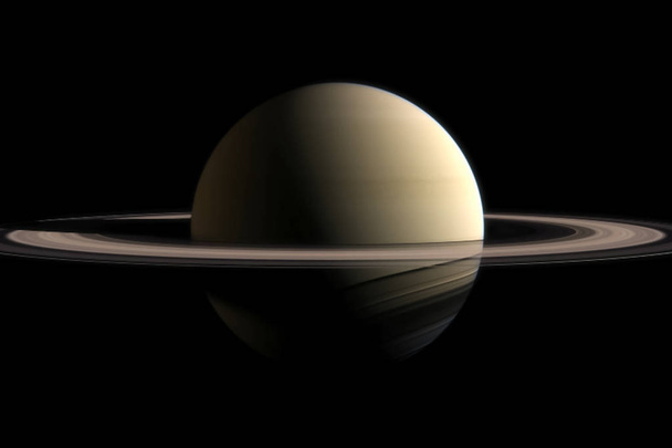 De planeet van Saturnus. Ringen van de planeet Saturnus. Computergraphics. - Foto, afbeelding