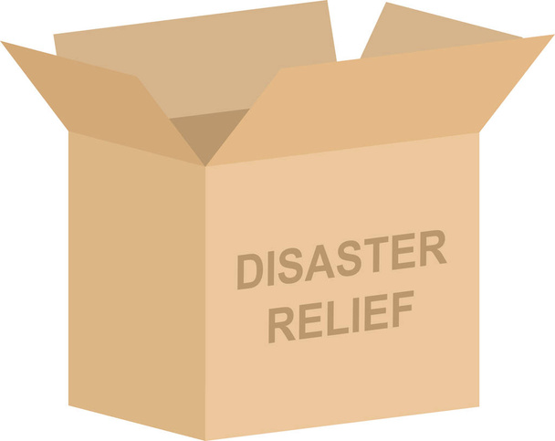Cardboard box vector for disaster relief charity concept - Vector, Image