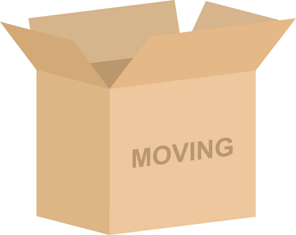 Open cardboard box vector for moving house concept - Vector, Image