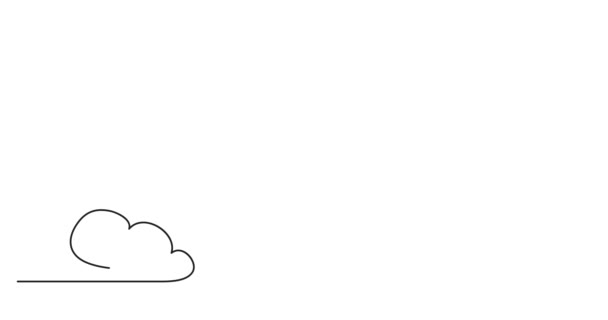 高い雲を飛び越えて幸せな男の 1 つの線画のアニメーション - 映像、動画