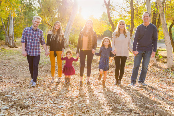 Multigenerational Mixed Race Family Portrait Outdoors. - Photo, Image