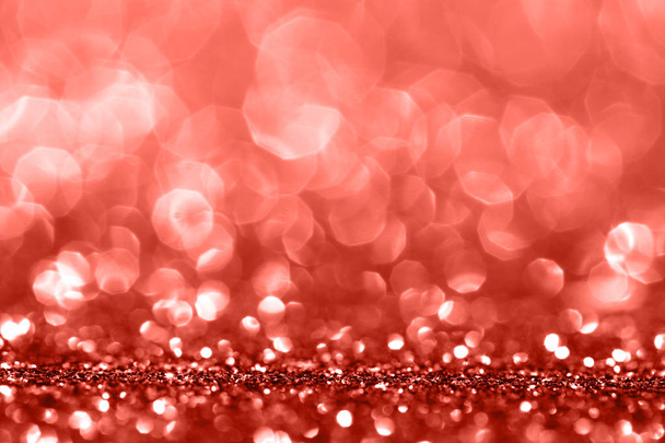 Living Coral glitter bokeh background. Color of the year 2019. Main trend concept. Natural and authentic mood. - Foto, Bild