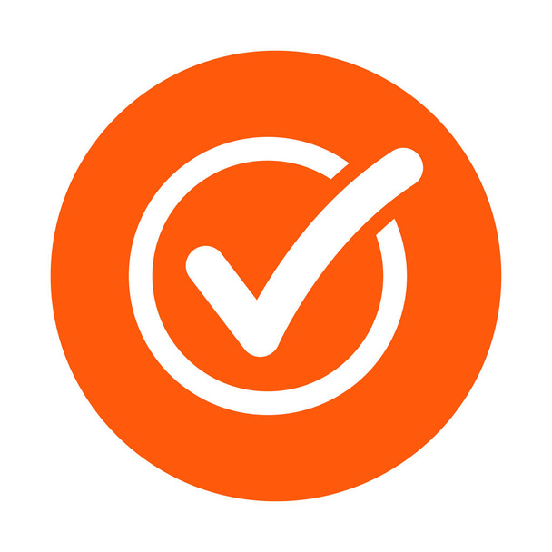 Lista de verificación icono de botón. Marca de verificación en signo redondo
. - Vector, Imagen