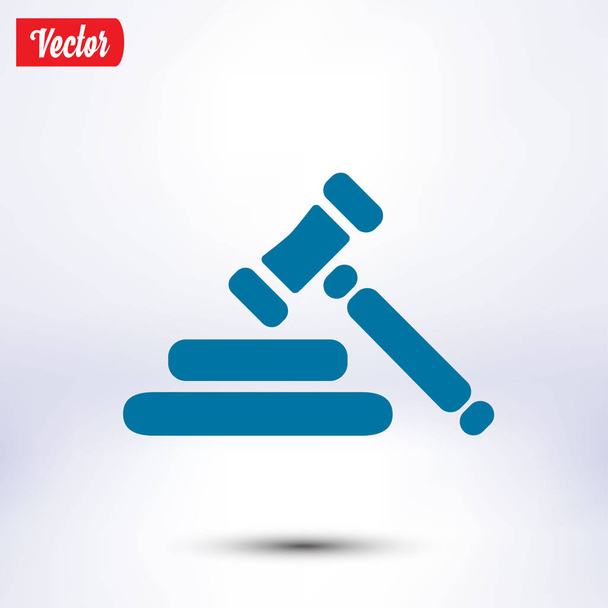 Auction hammer symbol. Law judge gavel icon. Flat design style. - Vector, Image