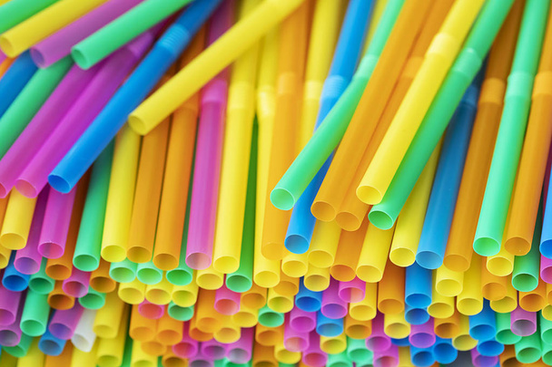 straw plastic colorful for background - Photo, Image