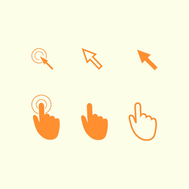 Cursor pointer icons. Click press and touch actions. Flat style. - Vector, Image