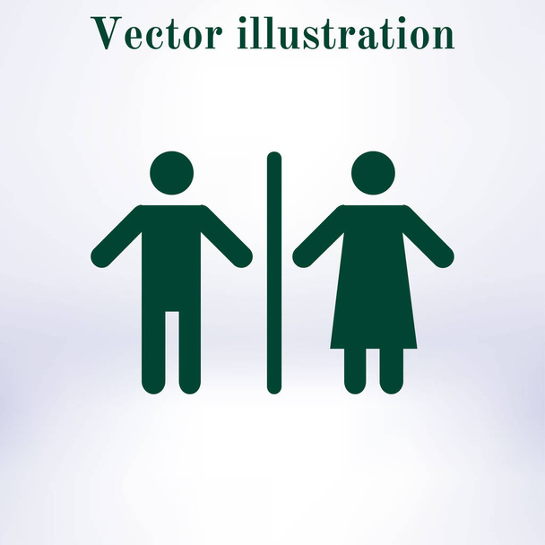 WC sign icon.  Male and Female toilet. Flat design. - Vector, Image