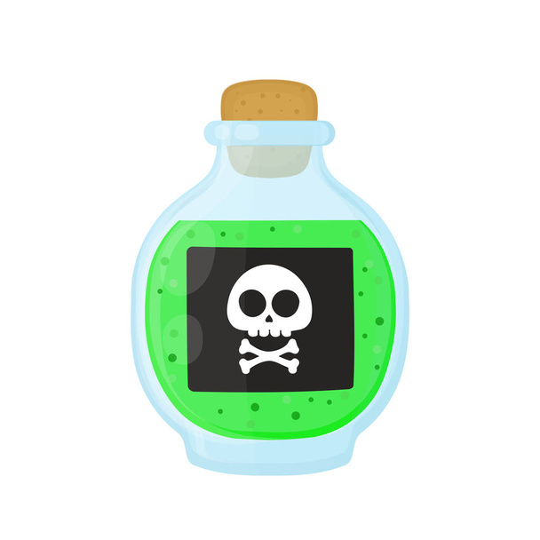 Bottle of magic acid green toxic poison  - Vector, Image