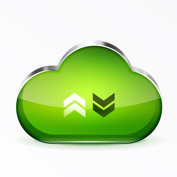 Vector πράσινο σύγχρονο 3d γυαλί σύννεφο εικονίδιο - Διάνυσμα, εικόνα