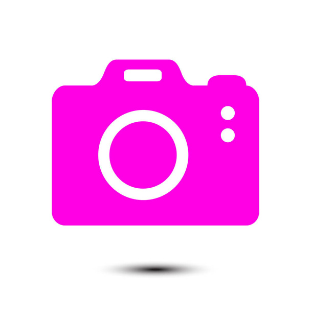 Fénykép fényképezőgép szimbólum. DSLR fényképezőgép aláírás ikonra. Digitális fényképezőgép. Lapos kivitel stílus.  - Vektor, kép