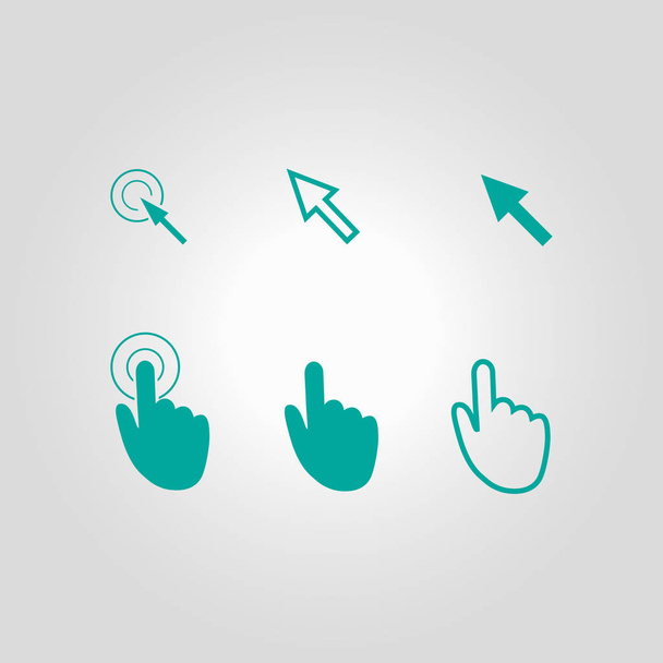 Cursor pointer icons. Click press and touch actions. Flat style. - Vector, Image