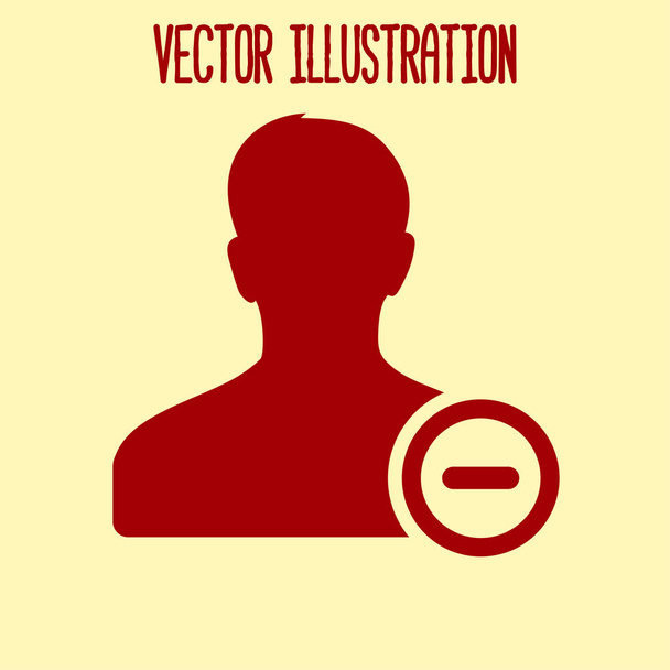 Remove user sign icon. Remove friend symbol. Flat design style. - Vector, Imagen