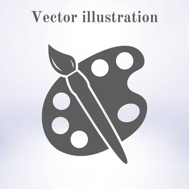 Paint brush with palette icon. Flat design style. - Vector, Image