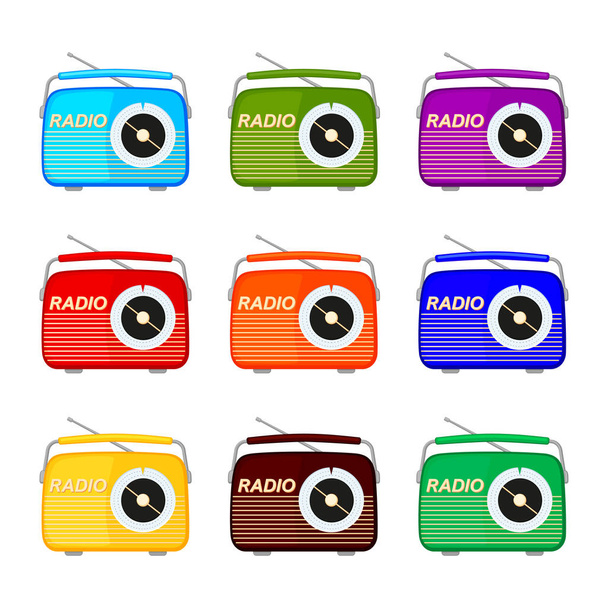 Colorful cartoon retro radio collection - Vector, afbeelding