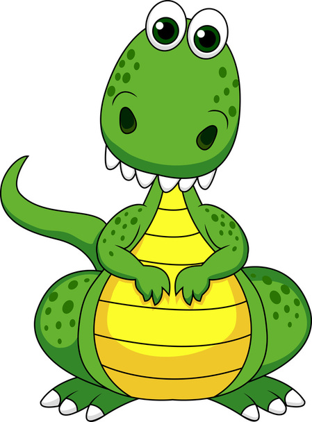 Desenhos animados de dinossauro verde bonito
 - Vetor, Imagem