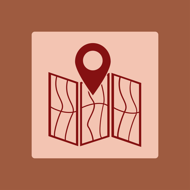 simple icon of map and pin, vector illustration - Vektör, Görsel
