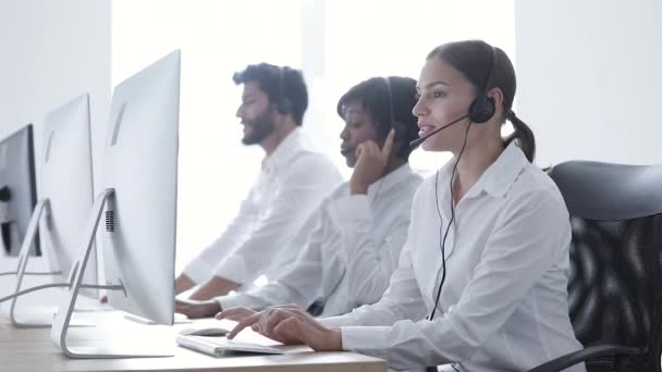 Call Center Sales. Happy Woman Operator After Successful Deal - Footage, Video