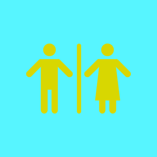 WC sign icon.  Male and Female toilet. Flat design. - Vector, afbeelding
