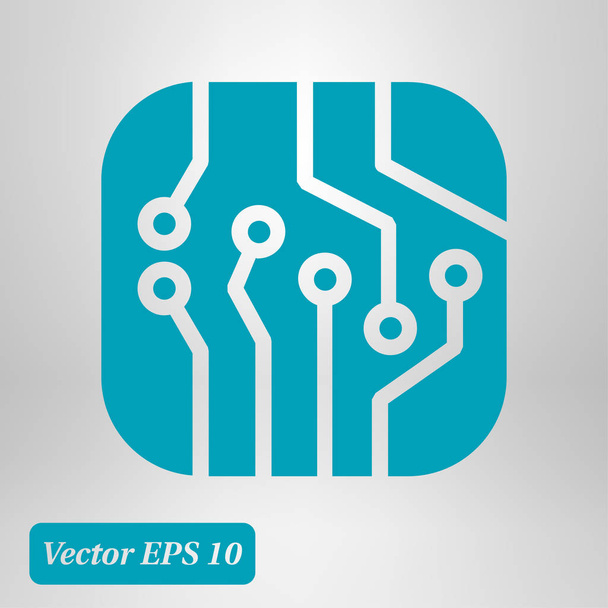 Circuit board  icon. Technology scheme square symbol. Flat design style. - Vector, Image