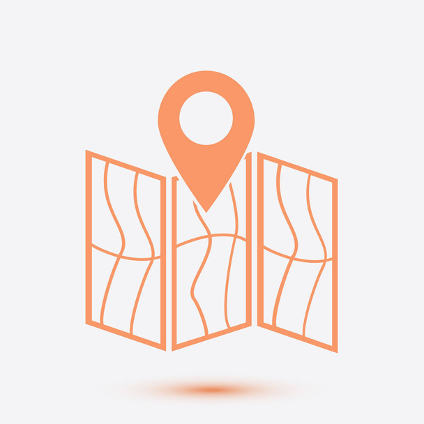 simple icon of map and pin, vector illustration - Vetor, Imagem