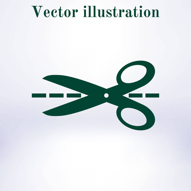 Scissors with-cut lines icon. Badge place of cutting. - Vector, Image