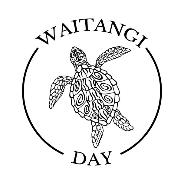 Le jour de Waitangi. Journée nationale de la Nouvelle-Zélande. Tortue de mer ethnique
 - Vecteur, image