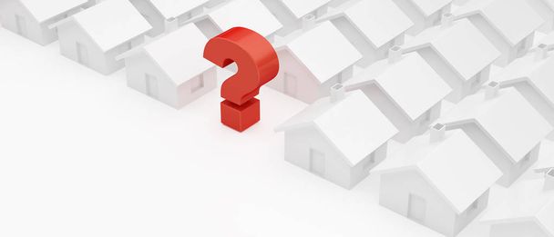home question mark on a white background 3D illustration, 3D rendering - Photo, Image