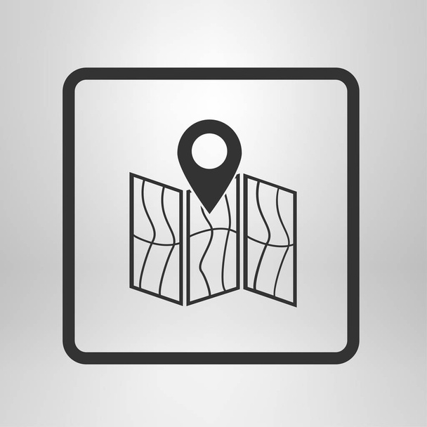 simple icon of map and pin, vector illustration - Vettoriali, immagini