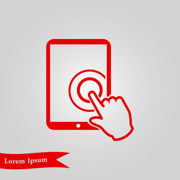 Touch scherm tablet Pc teken pictogram. Hand aanwijzer symbool.  - Vector, afbeelding
