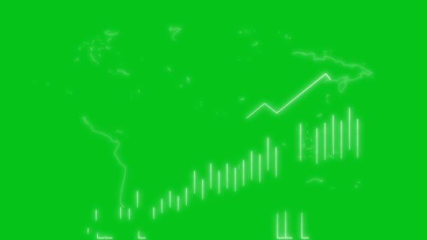 4 k iş büyüme ve başarı ok Infographics animasyonlu bir iş infographics beyaz neon yeşili ekran alfa kanalı olarak - Video, Çekim
