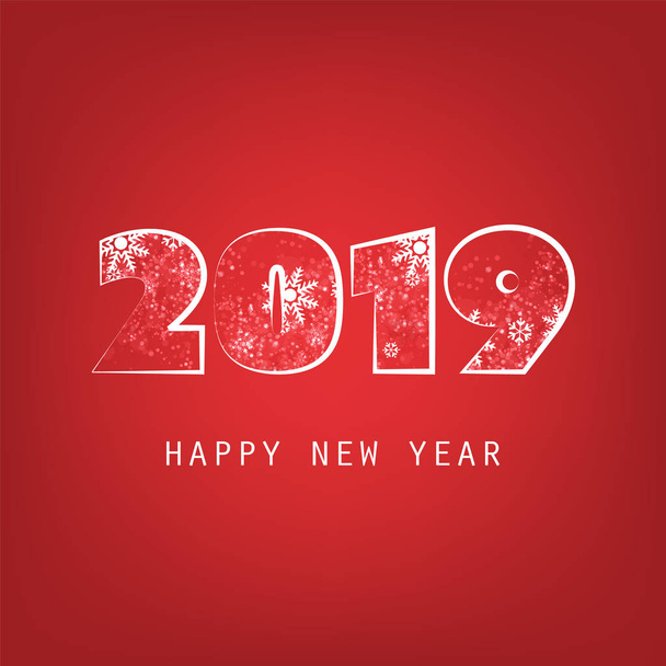 Meilleurs vœux - Style moderne abstrait blanc et rouge Bonne année Carte de souhaits ou arrière-plan, Modèle de conception créative - 2019
 - Vecteur, image