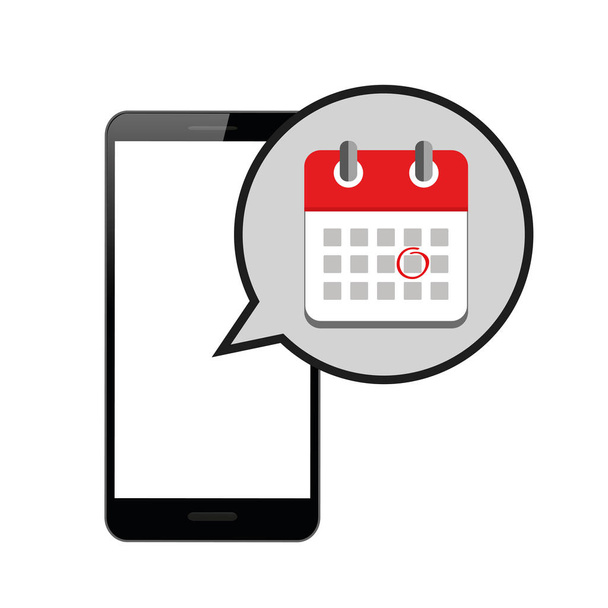 appointment in red online calendar in a smartphone - Vector, Image