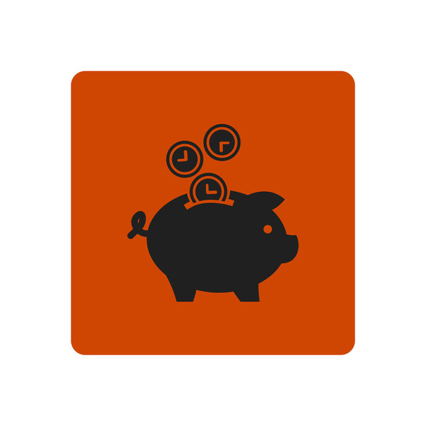 Time is money piggy bank icon. Flat design style. - Vector, Image