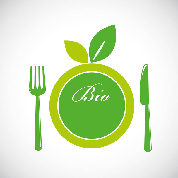 veganistisch of vegetarisch menu groene plaat teken - Vector, afbeelding