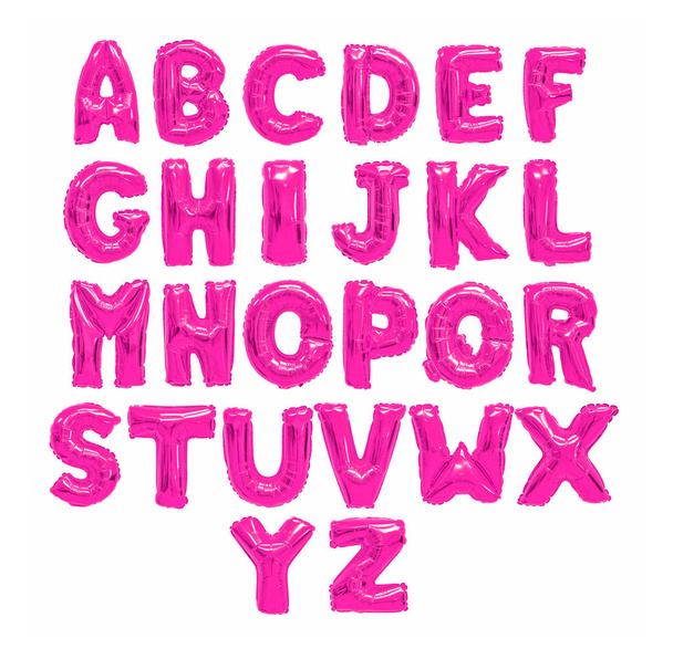 English alphabet from pink balloons on a white background. holidays and education - Photo, image