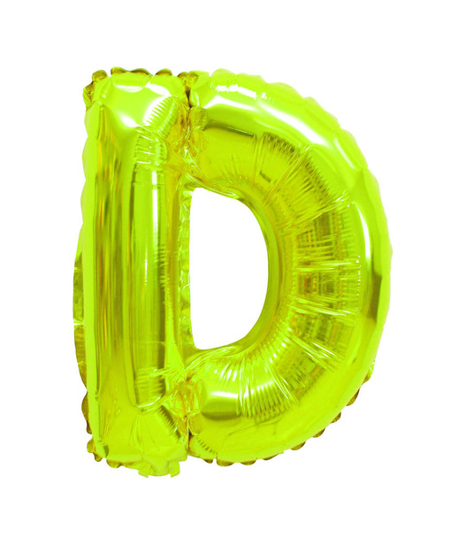letter D lime color balloon on a white background - Photo, Image