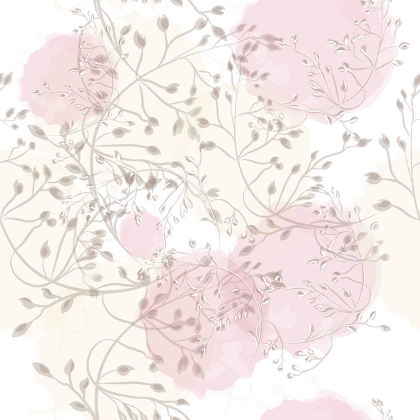 Floral pink pattern with elegant plants - Wektor, obraz