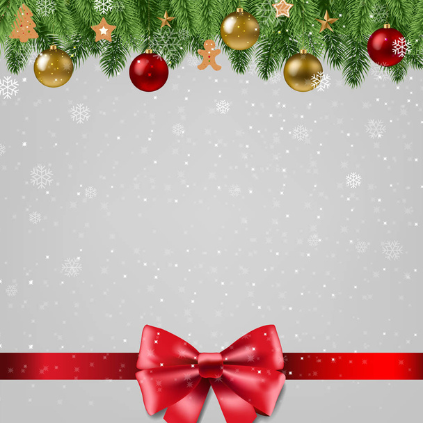 Christmas Poster With Bow With Gradient Mesh, Vector Illustration - Vettoriali, immagini