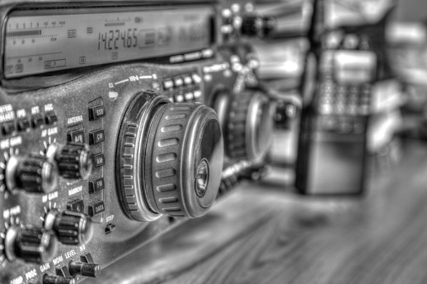 Modern high frequency radio amateur transceiver in black and white - Photo, Image