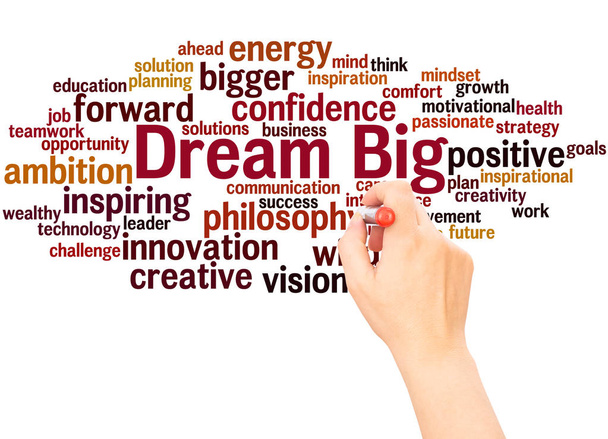 Dream Big word cloud hand writing concept on white background - Photo, Image