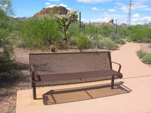 Bench at Vista Point in Lost Dutchman State Park, Arizona - Photo, Image