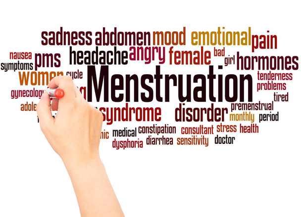 Menstruation mot nuage écriture concept sur fond blanc
. - Photo, image