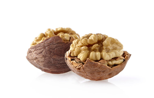 Walnuts in closeup on white background - Photo, Image