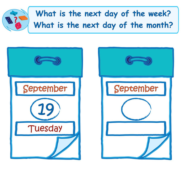 Tâche logique. Quel est le lendemain de la semaine ? Illustration vectorielle
 - Vecteur, image