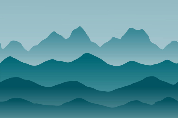 Απλή διάνυσμα τοπίο με λόφους και βουνά με επίπεδη στυλ - Διάνυσμα, εικόνα