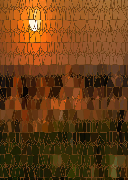 ベクトル夕日の色のステンド グラスの窓のスタイルのイラスト。スタイリッシュなモザイクの背景、木に沈む夕日 - ベクター画像