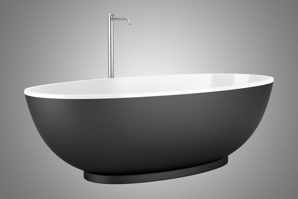 modern black bathtub isolated on gray background - Фото, изображение