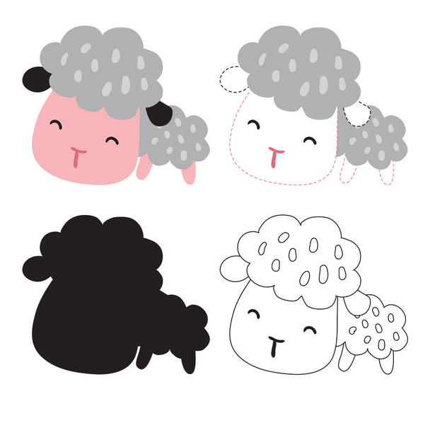 sheep worksheet vector design, sheep artwork vector design - Вектор,изображение
