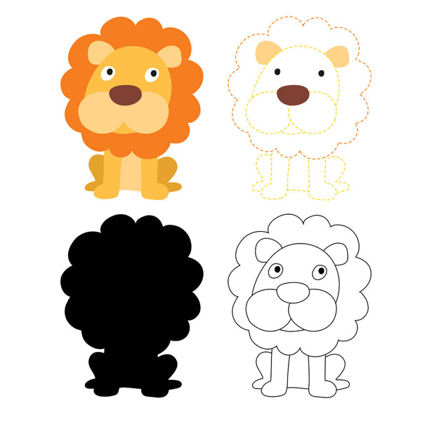 lion worksheet vector design, lion artwork vector design - Vector, Image