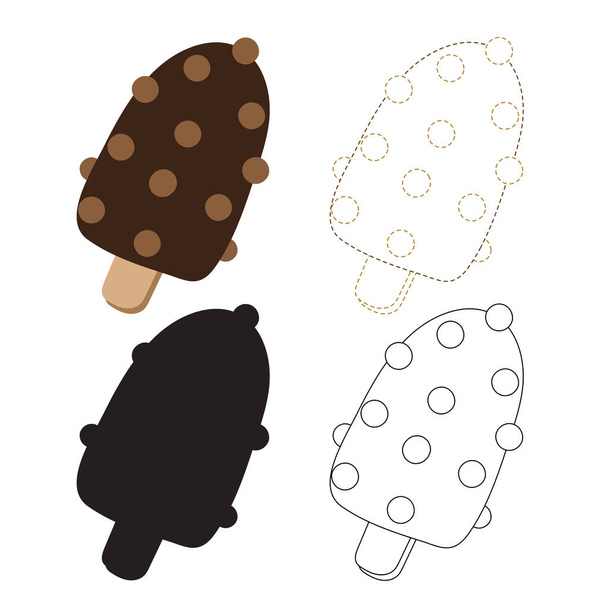 ice cream worksheet vector design, ice cream artwork vector design - Vetor, Imagem